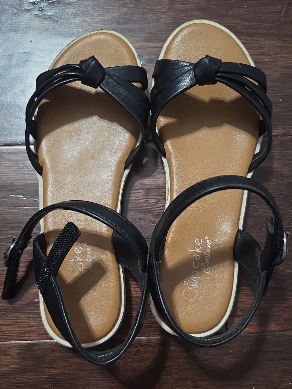 Cupcake Couture Girls' Black Strappy Ankle Sandals
